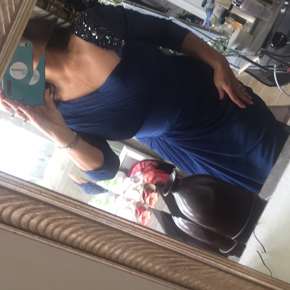 Adrianna Papell Midnight Blue Asymmetrical Dress